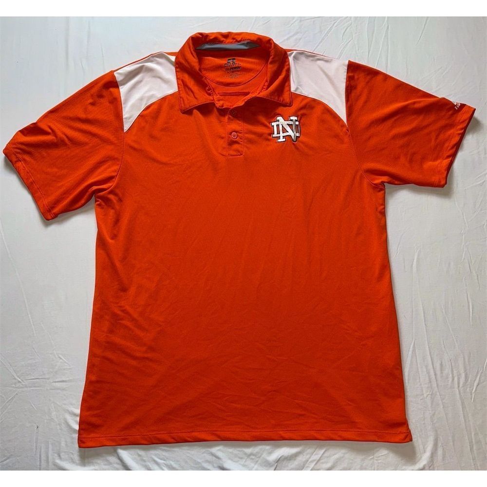 Notre Dame Russell Athletic Men's‎ XL Orange Polo Shirt Short Sleeve RARE orange